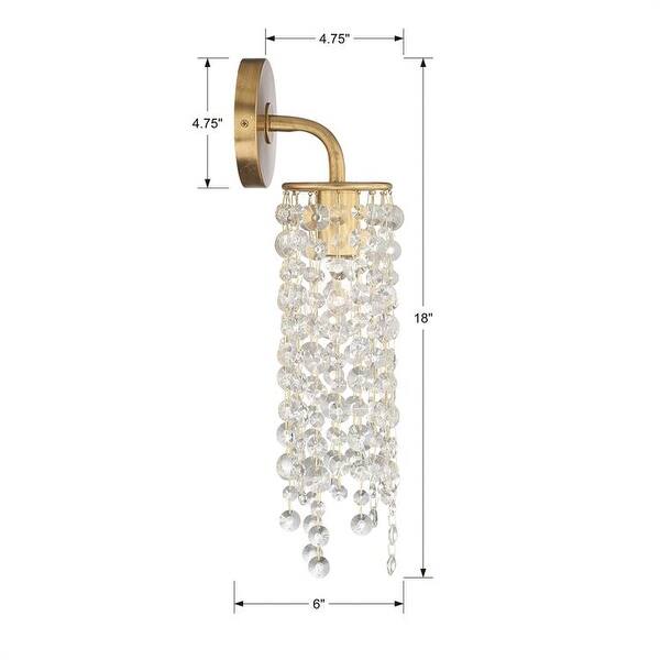 Gabrielle 1 Light Antique Gold Wall Mount - 4'' W x 19'' H x 5.51'' D