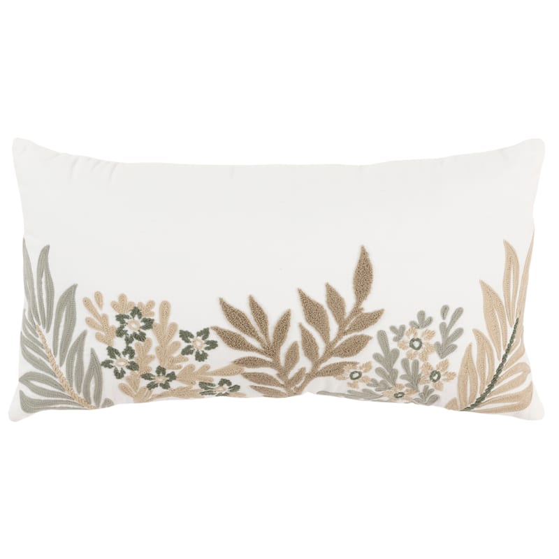 Rizzy Home Boho Botanical Embroidered Throw Pillow Cover Only