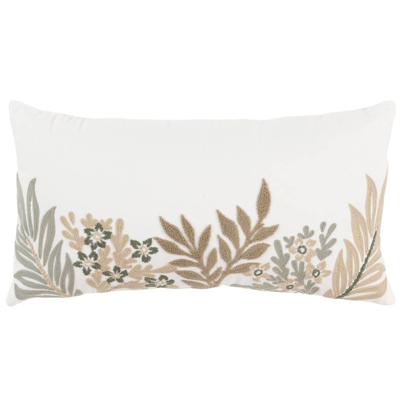 Rizzy Home Boho Botanical Embroidered Throw Pillow