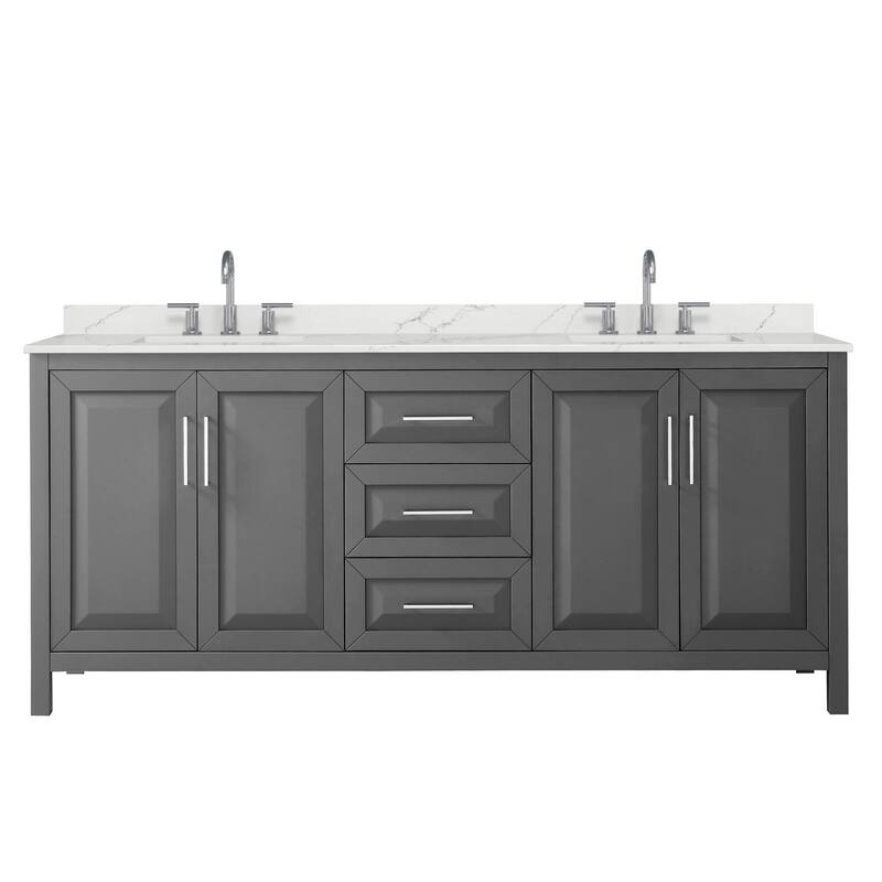 Daria 80-inch Double Vanity, 3 Hole Quartz Top