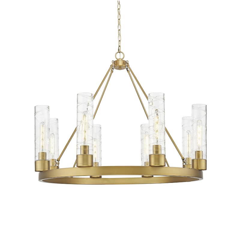 Innovations Lighting 617-8CR-28-36 Boreas Chandelier Boreas 8 Light - Brushed Brass / Deco Swirl