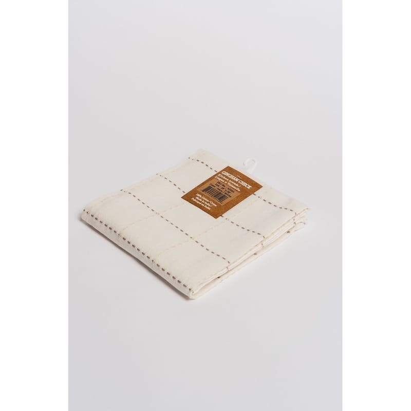 Gingham Check Kitchen Towel Set of 4 - 18x28 - IVORY/WHITE