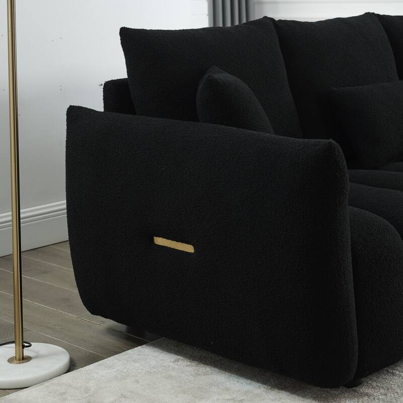 82" Teddy Fabric 3-Seater Sofa with Solid Wood Frame, 6 Premium Cushions and 750lb Weight Capacity