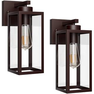 2 pack brown exterior wall sconce