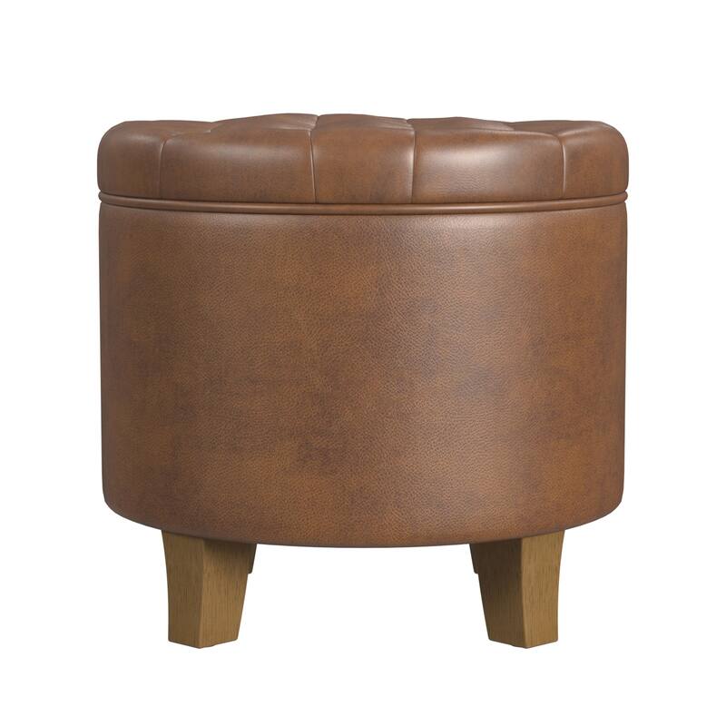 Carson Carrington Hare Button-tufted Round Storage Ottoman