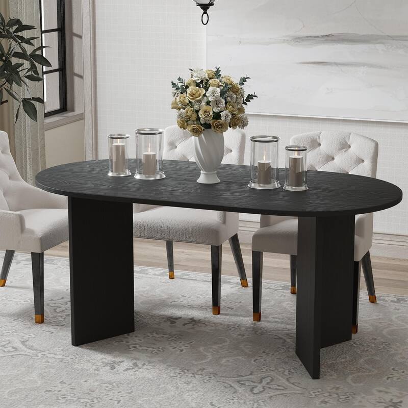 Nordic Style Solid Wood Oval Dining Table - Perfect for 6 People Gatherings 67'' - 67*34*30