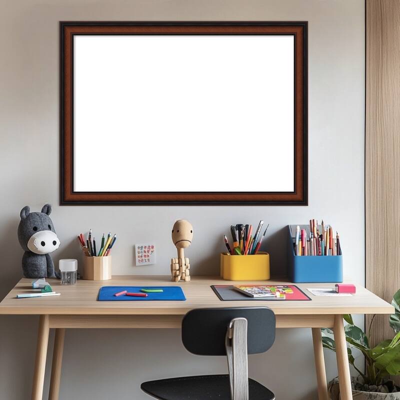 Amanti Art Cyprus Walnut Narrow Framed Dry Erase Magnetic Board