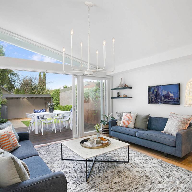 6-Light Candlestick Hanging Linear Chandelier Lighting Ceiling Light for Kitchen Island