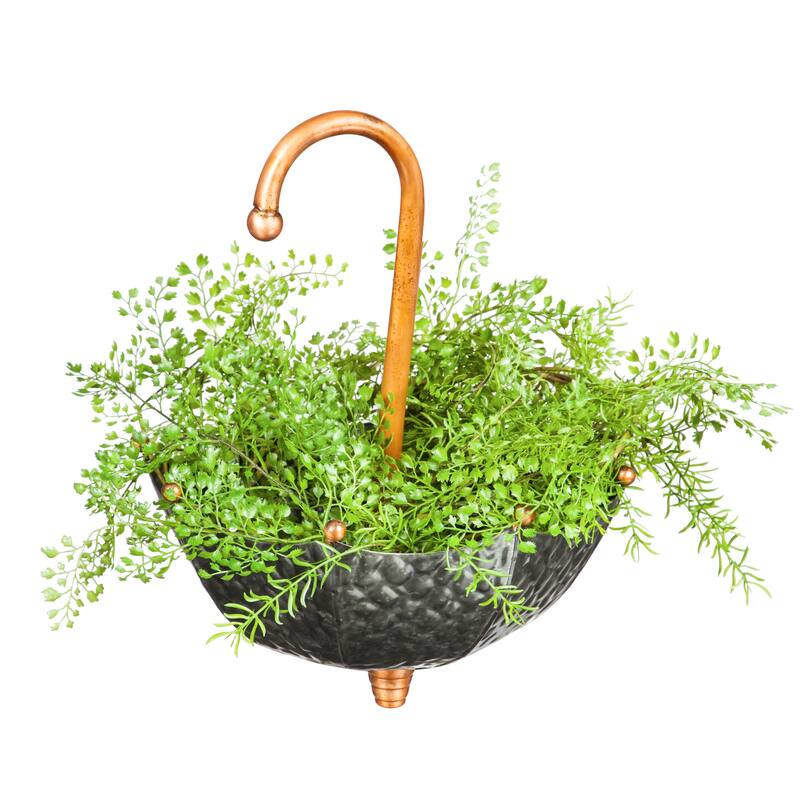 15 in. Metal Umbrella Hanging Basket Planters (Set of 2)