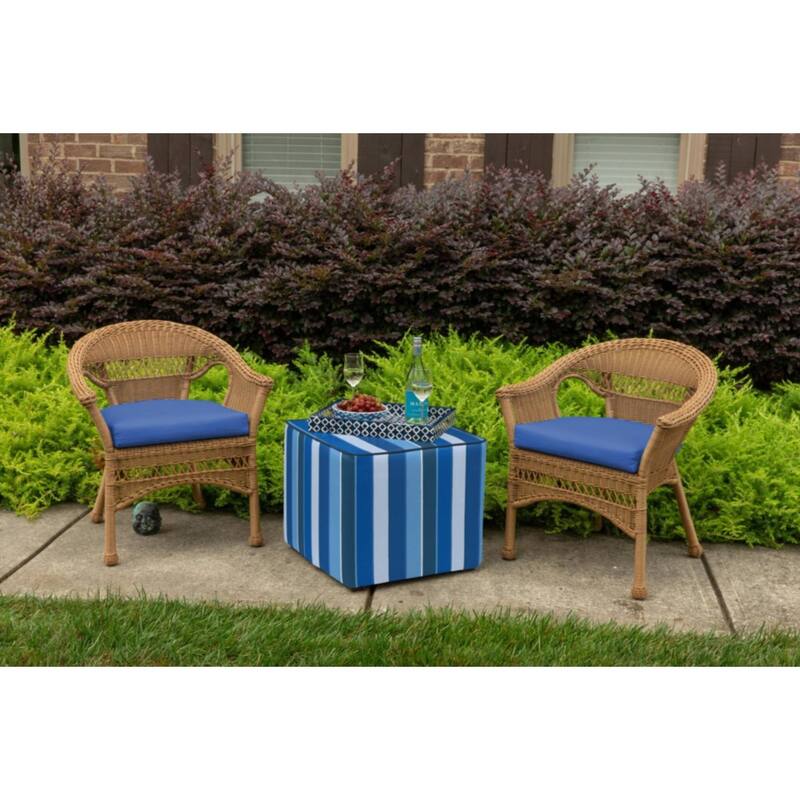 Sunbrella Solid Fabric 1-Piece Indoor/Outdoor Wicker Seat Pad Cushion, 19.5"W x 19.5"L