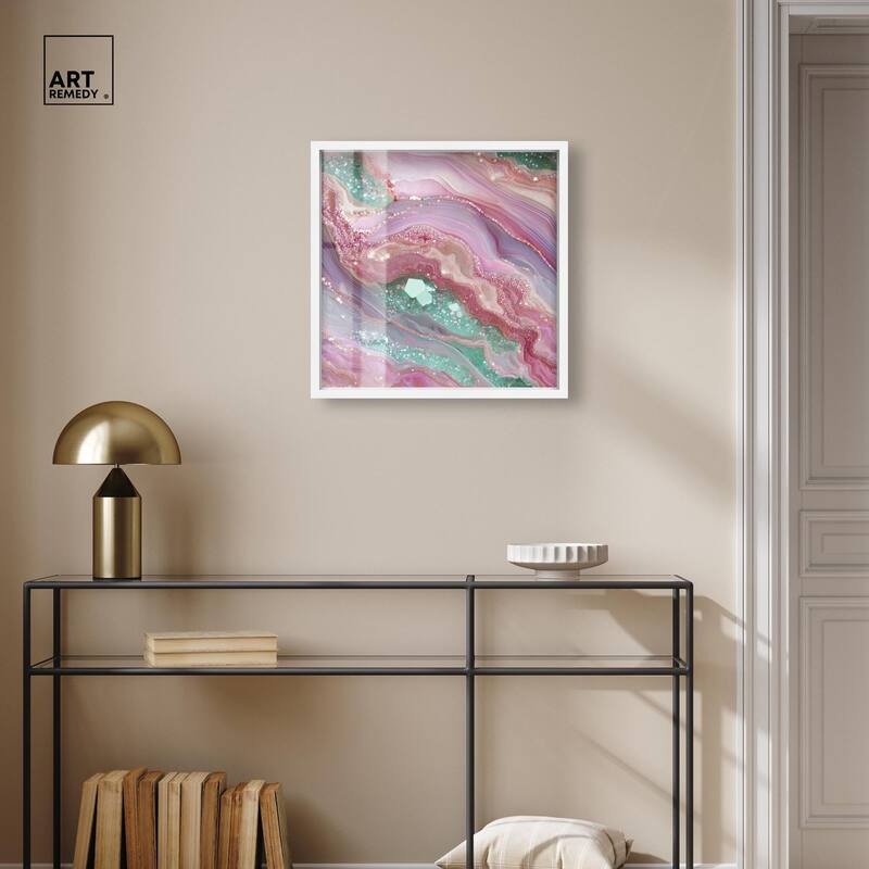 Pink and Mint Crystal II Shadowbox by Art Remedy