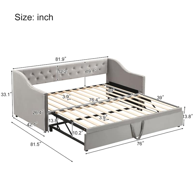 Twin Size Upholstered daybed with Pop Up Trundle