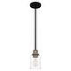 preview thumbnail 5 of 6, Cox 1-Light Matte Black Mini Pendant with Clear Glass Shade