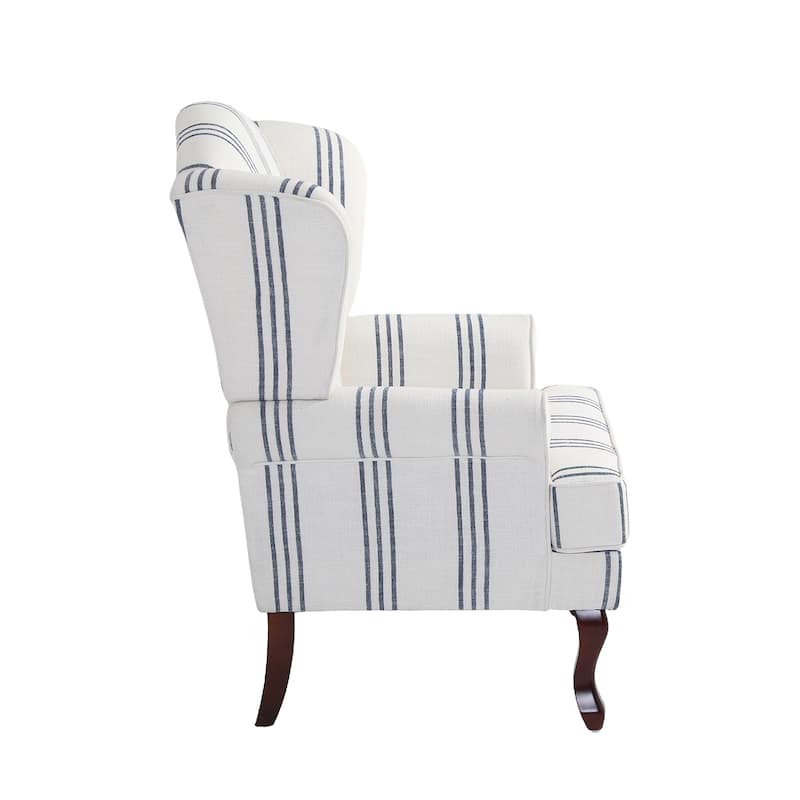 31" W Modern Upholstered Linen Wing Back Accent Chair with Rolled Arm