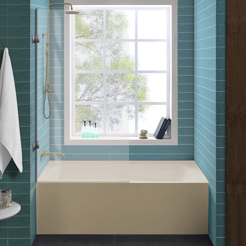 Lausanne 54" X 30" Left-Hand Drain Alcove Bathtub With Apron In Bisque - 30x54 Left