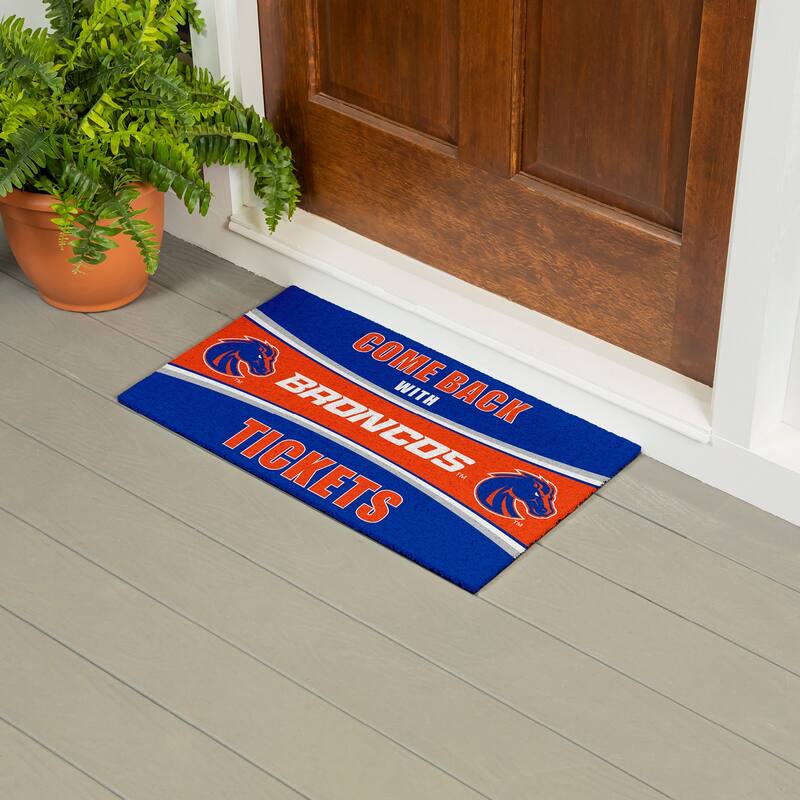 Boise State University 28 in. x 16 in. PVC "Come Back With Tickets" Trapper Door Mat