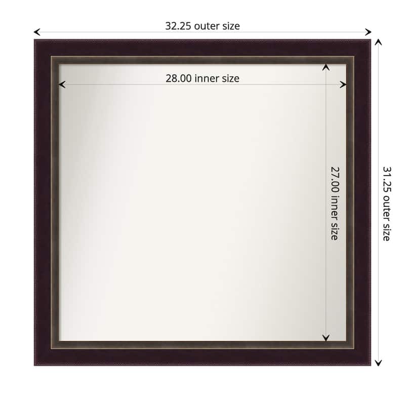 Signore Bronze Framed Non-Beveled Custom Wall Mirror, Bathroom Vanity Mirror - Outer Size: 32.25 x 31.25