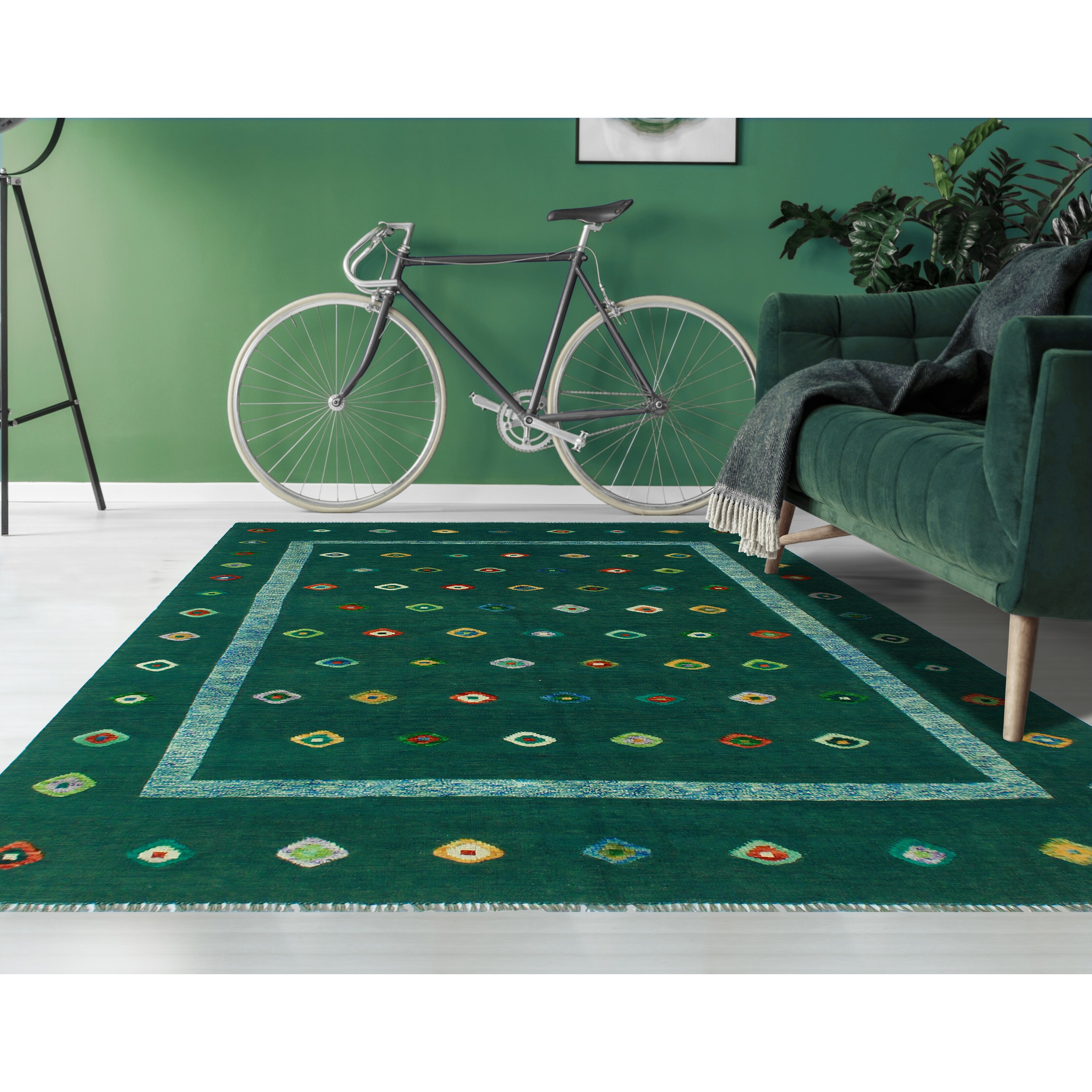 5'7 x 7'8 Blue Rug Noori Rug Handmade High-Low Kilim Malcolm Green/Lt 5'7 x 7'8 Blue Rug Noori Rug Handmade High-Low Kilim Malcolm Green/Lt