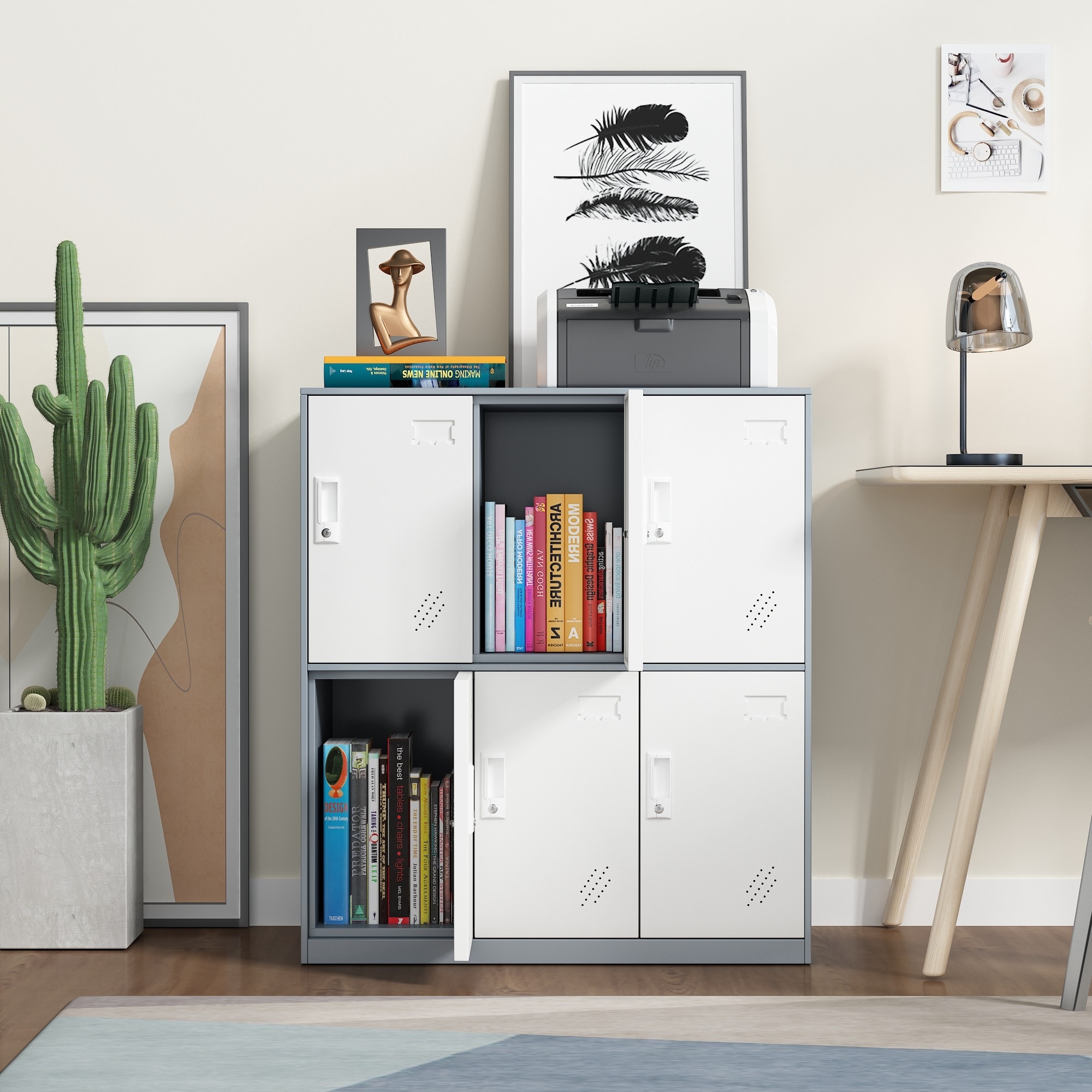 Metal Storage Cabinet with Card Slot, Organizer,Shoes and Bags Steel Locker