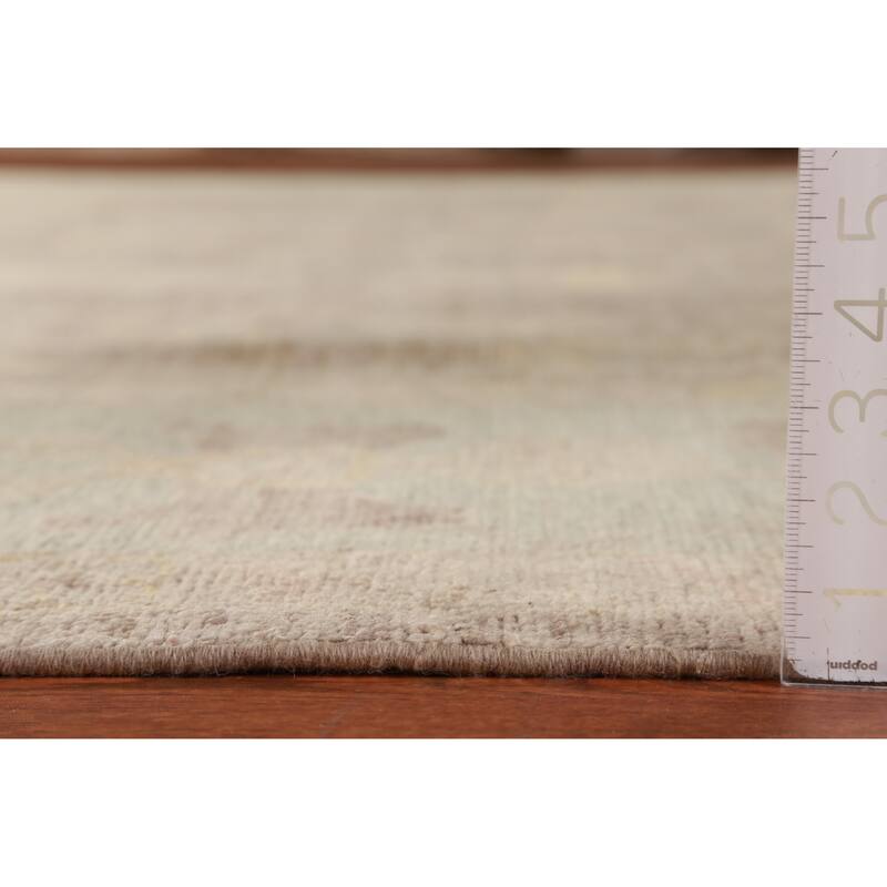 Hand Knotted Oriental 100% Wool Carpet Transitional All-Over Brown Oushak Area Rug - 13' 5'' X 9' 11''