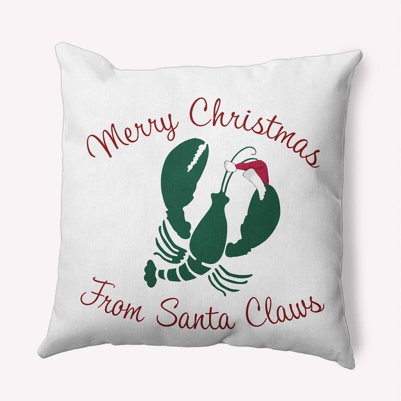 Santa Claws Lobster Christmas Accent Pillow - 18" x 18" - Forest Green