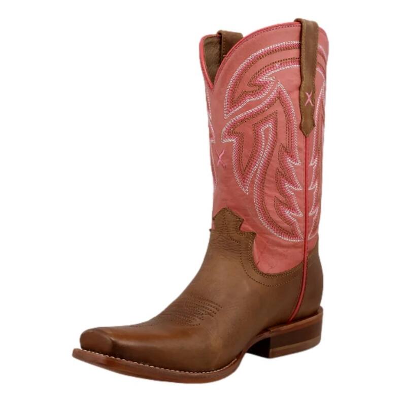 Twisted X Western Boots Womens Rancher Leather Brown Pink WRAL020