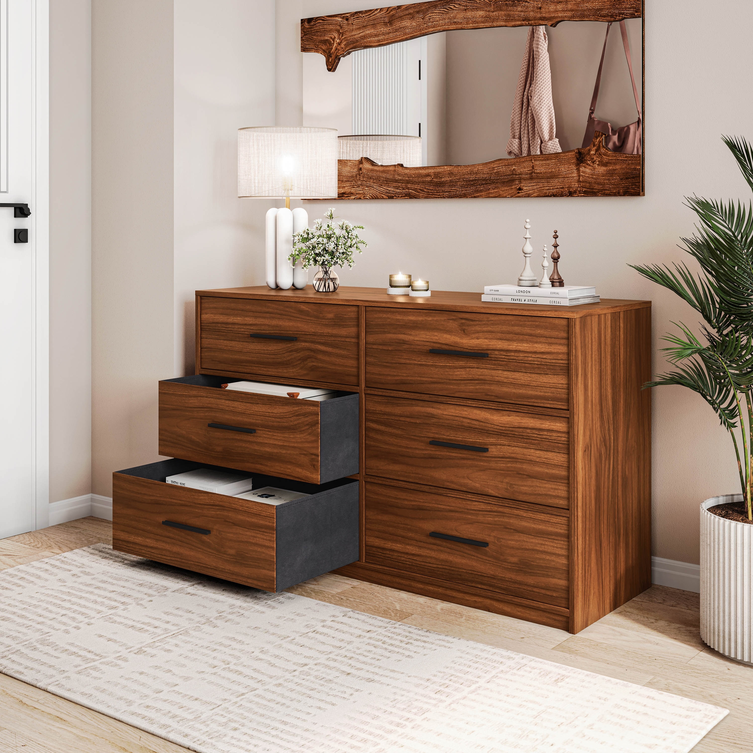 cloth drawer dresser Extra 39.4" W TV Stand, Metal Frame & Fabric Drawers Storage Cabinet for Bedroom, Living Room, Hallway, 39.4"Wx 31.5"H x 11.8"D / Brown and other accessories. DurayLoly Black Dresser for Bedroom
