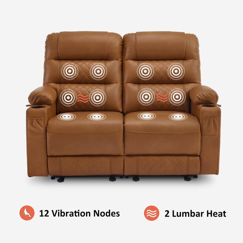 MCombo Electric Power Loveseat Recliner, Power Reclining Sofa with Heat and Vibration, USB Ports, Cup Holders PR622