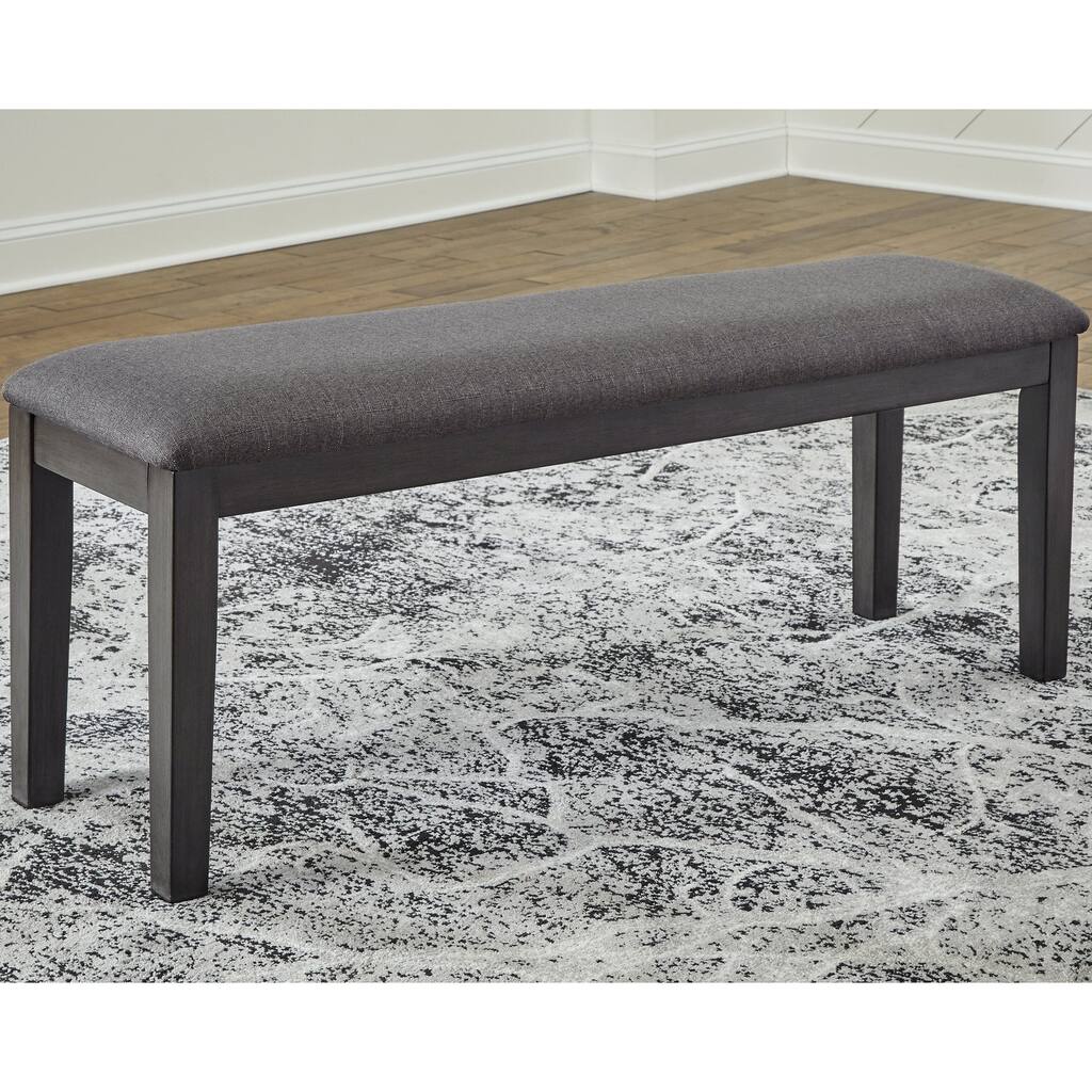 Luvoni Dark Charcoal Gray Upholstered Bench - 48"W x 14"D x 19"H