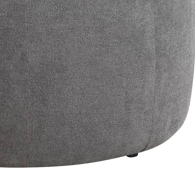 Soi 30 Inch Storage Ottoman table, Black Round Top Lift, Gray Chenille