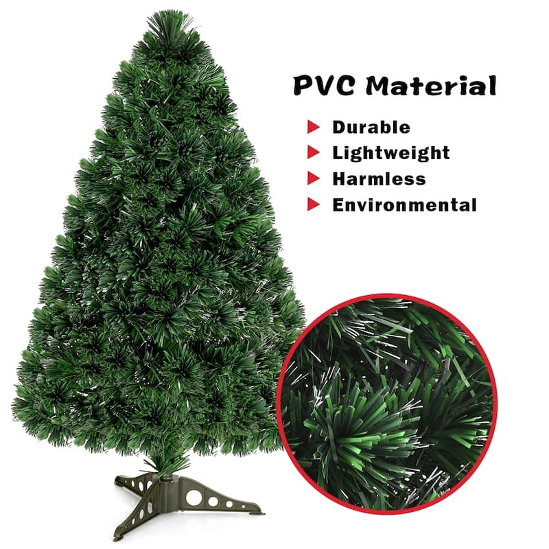 3Feet Artificial Pre-Lit Fiber Optic PVC Christmas Tree