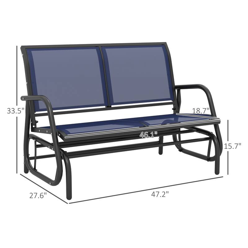 Outsunny 2-Person Outdoor Glider Bench, Patio Double Swing Rocking Chair Loveseat w/ Powder Coated Steel Frame for Backyard