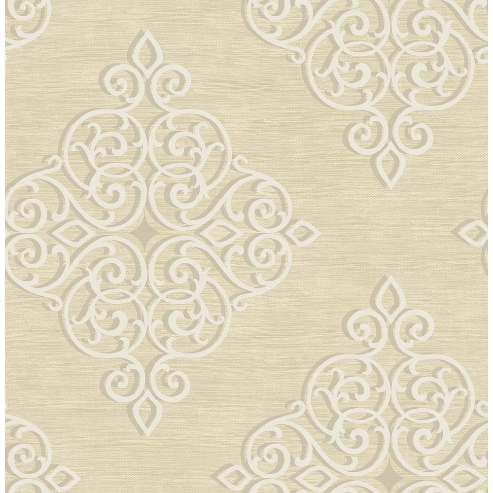 Seabrook Designs Nellie Medallion Damask Unpasted Wallpaper