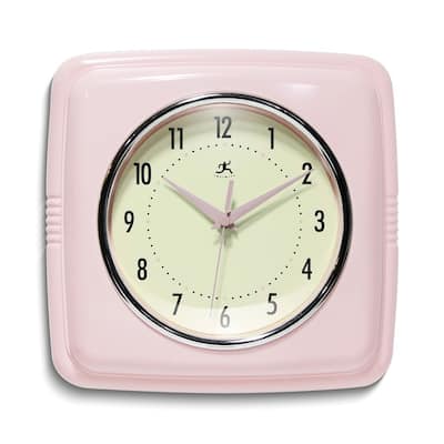 Curata Square Retro Rose Blush Finish Metal Quartz Wall Clock with Silent Movement