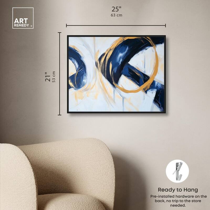 Navy and Gold Rings II Canvas by Art Remedy