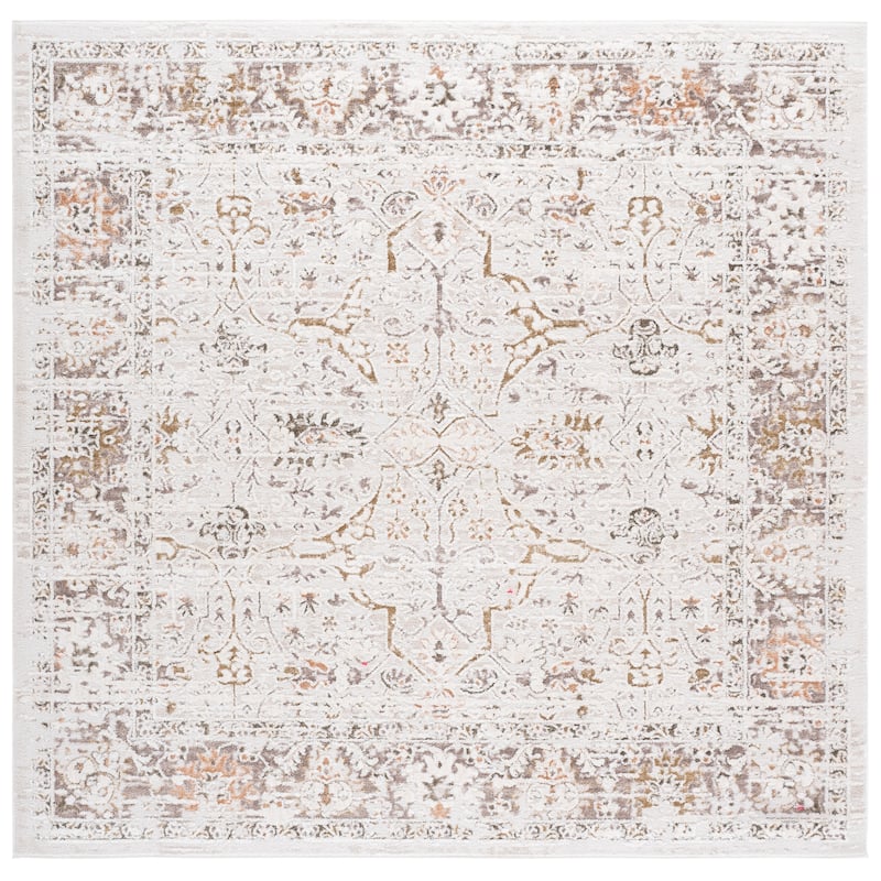 SAFAVIEH Leonette Saaskia Vintage Distressed Rug - 6'7" Square - Ivory/Brown Taupe