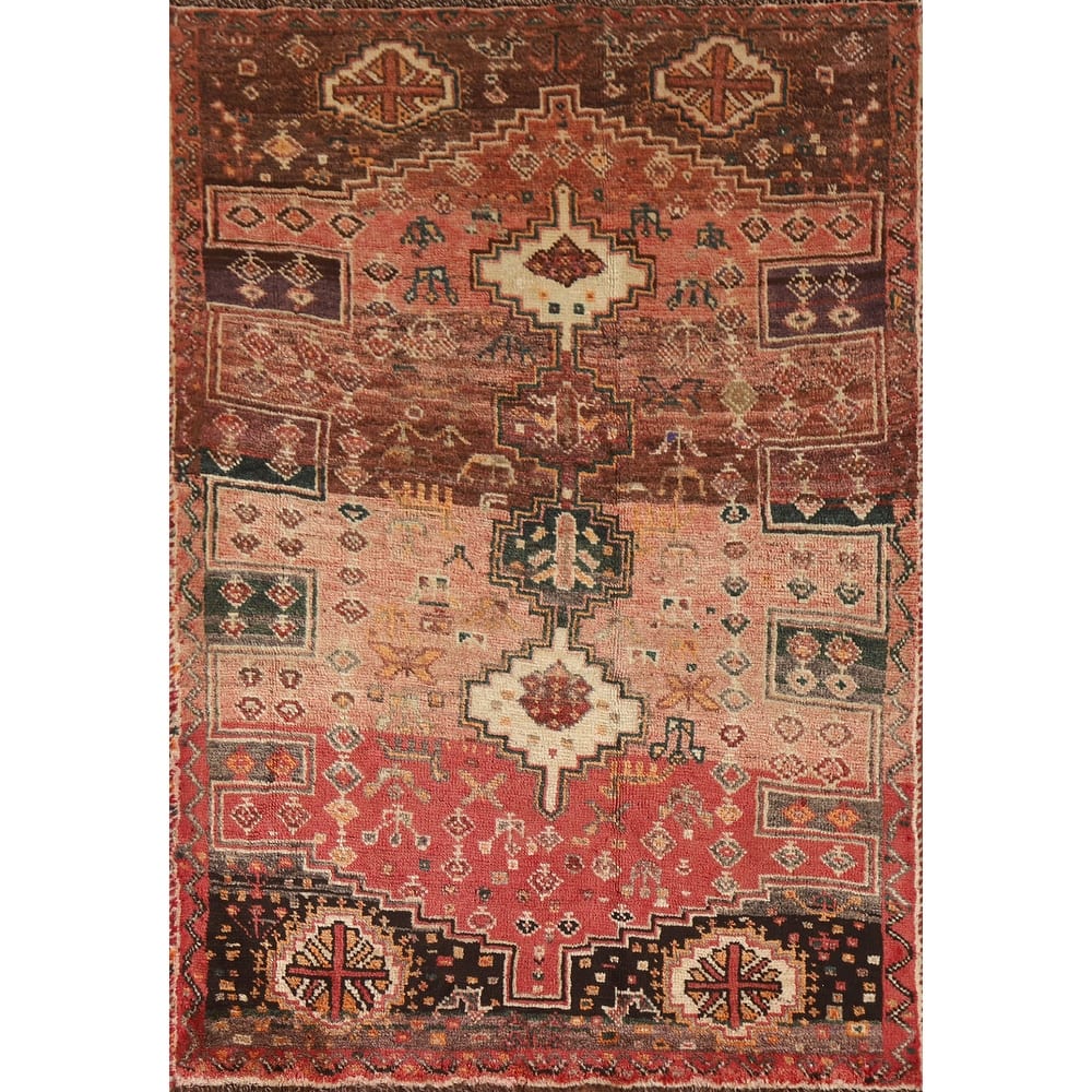 Qashqai Persian Vintage Area Rug Handmade Tribal Wool Carpet - 3'9"x 5'7"