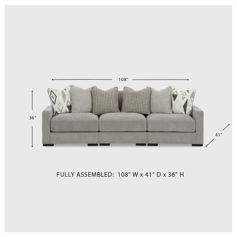 Signature Design by Ashley Aslan Court Gray 3-Piece Sofa Sectional - 109"W x 36"D x 42"H