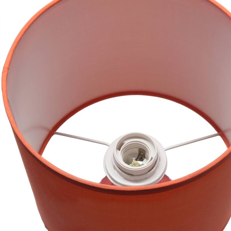 Vertical Grooved Ceramic Table Lamp with Drum Shade - 16" - Orange