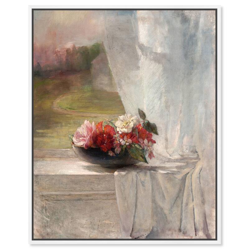 Flowers on a Window 1861 Canvas by Art Remedy - 24" x 30" - White