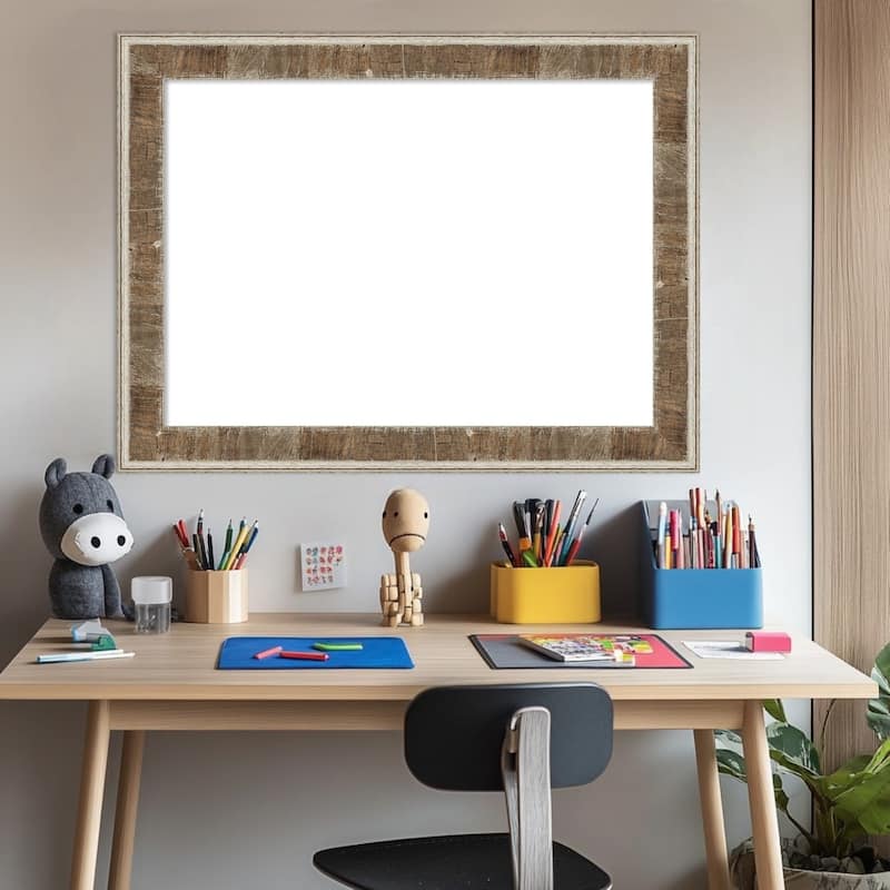 Amanti Art Farmhouse Brown Narrow Framed Dry Erase Magnetic Board