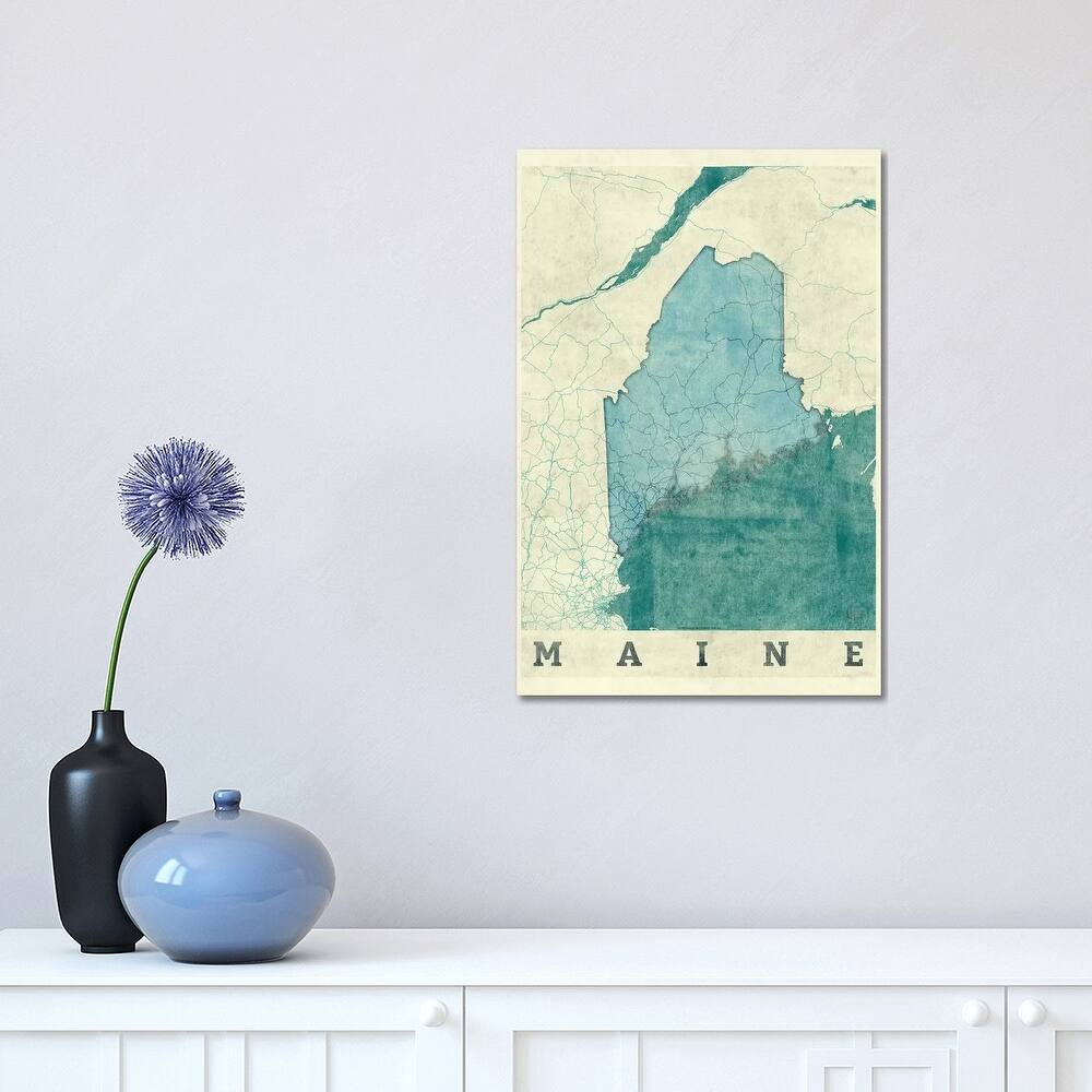 iCanvas "Maine Map" by Hubert Roguski Canvas Print