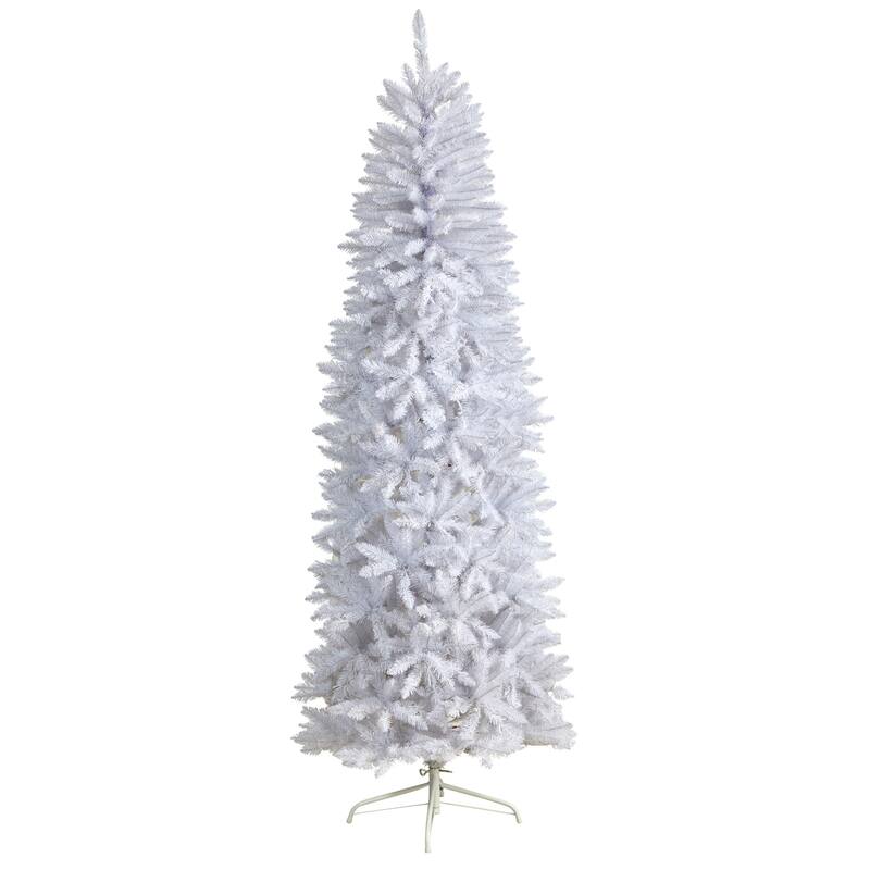 7' White Slim Silhouette Artificial Christmas Tree, Unlit - 7 Foot