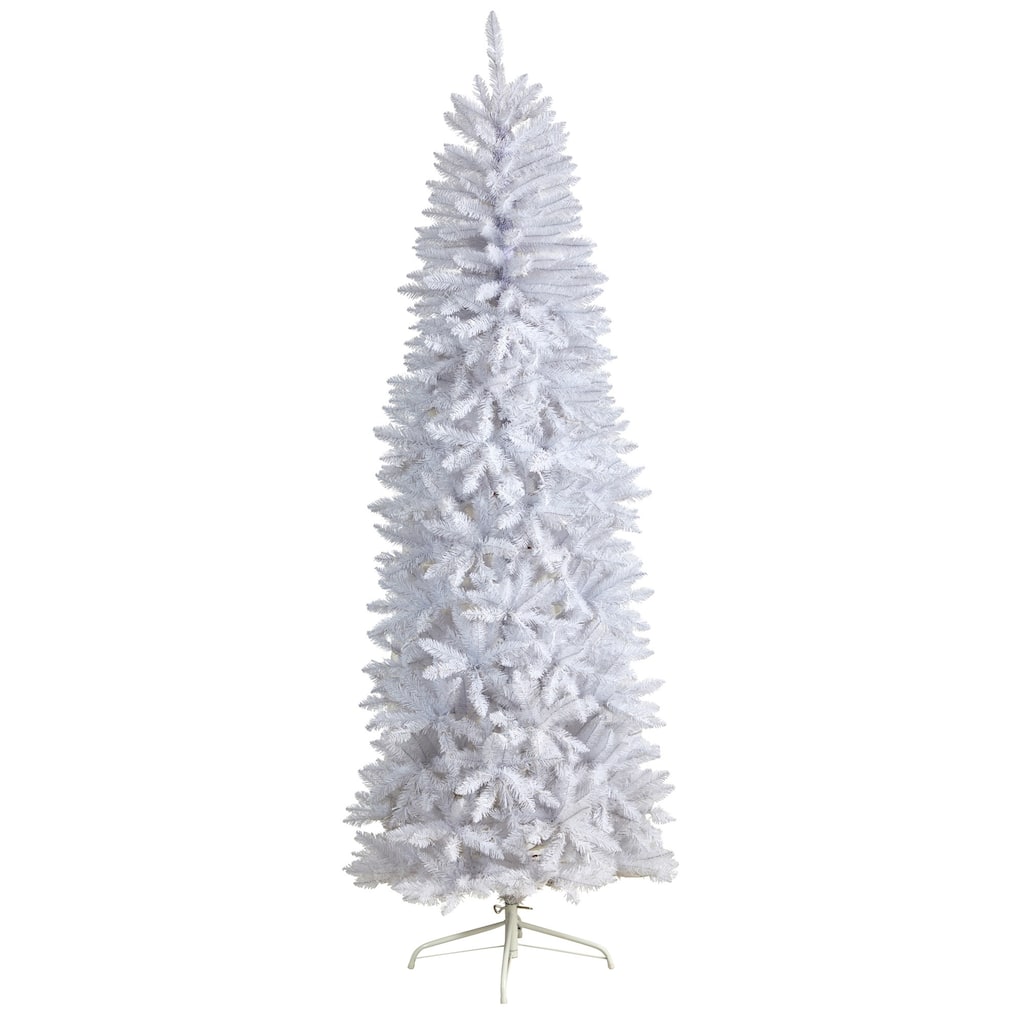 7' White Slim Silhouette Artificial Christmas Tree, Unlit - 7 Foot