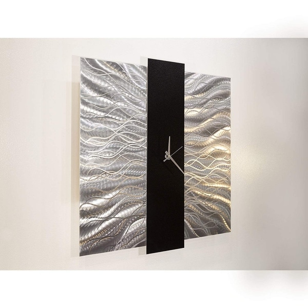 Statements2000 Modern Metal Wall Clock Art Silver Black Abstract by Jon Allen 