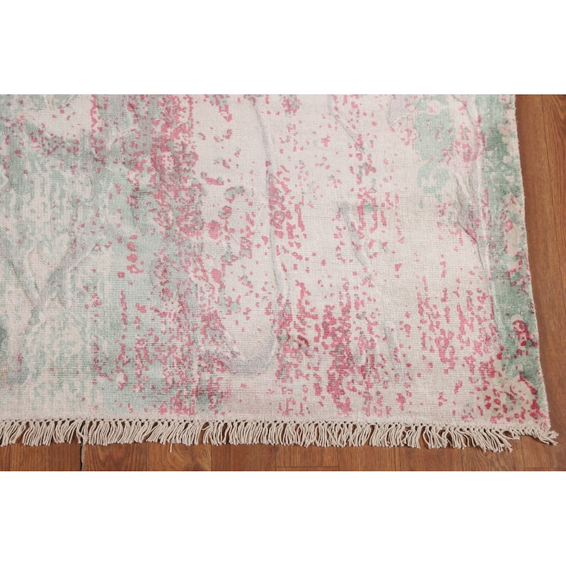 Contemporary Indian Area Rug Handmade Abstract Wool Carpet - 5'7"x 8'0"