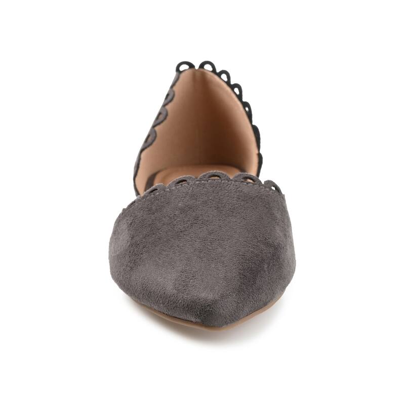 Journee Collection Women's Jezlin Slip On Almond Toe Ballet Flats - Grey - Wide - 10