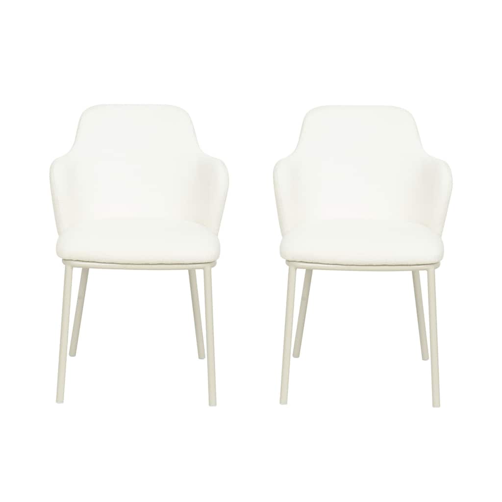 Mélange Fabric Upholstered Dining Chair with Metal Powder Coated Legs
