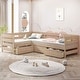 preview thumbnail 1 of 25, Twin Size L-shaped Platform Bed with Storage Drawers, Wooden Bed Frame Natural