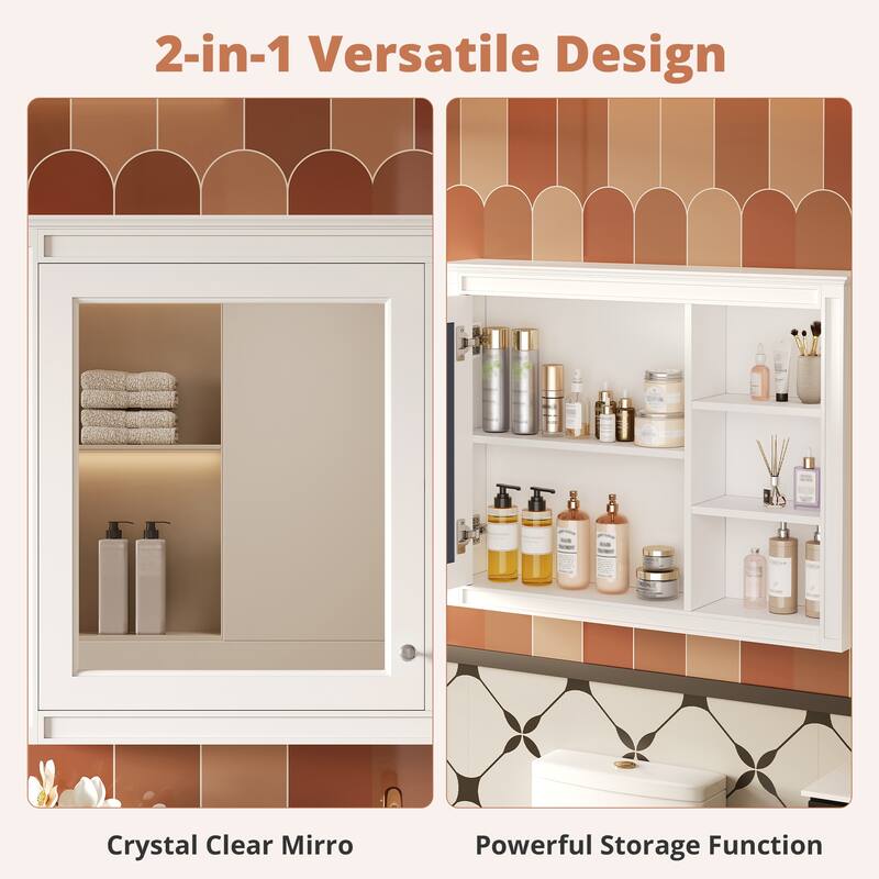 36" x 28" Medicine Cabinet, Wall Mounted Bathroom Storage Cabinet, Modern Bathroom Wall Cabinet with Mirror